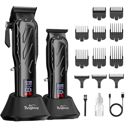 Brightup Barber Hair Clippers Brushless 9000RPM  Cordless for Men Professional Clippers  Trimmers Set with USBC Charging Stand Hair Tools Cutting Kit with LCD Display Gift for Men
